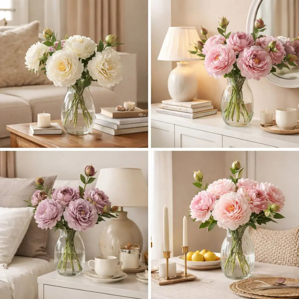 68cm Real-Touch Silk Peony Stem with 2 Blooming Heads