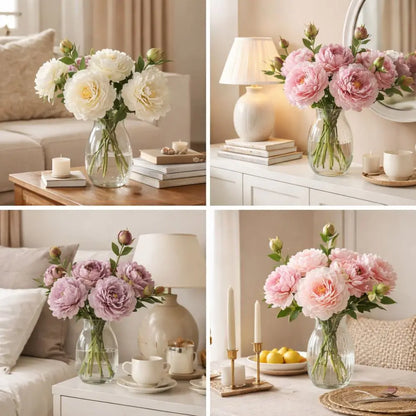68cm Real-Touch Silk Peony Stem with 2 Blooming Heads