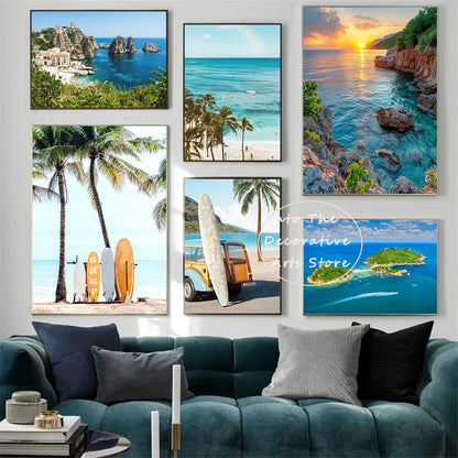 Summer Beach Palm Tree Canvas Wall Art 🌴☀️🌊