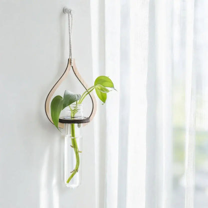 Wooden Hydroponic Planter Shelf Home Ornaments Retro Wall Decoration Vase Hollow Out Wall Mounted Planter Kitchen Ornament