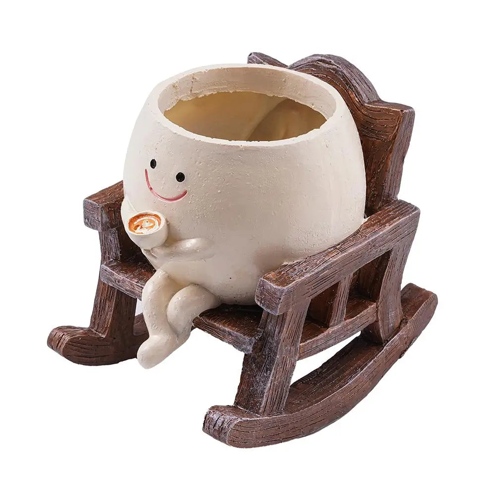 Cute Rocking Chair Smile Face Planter
