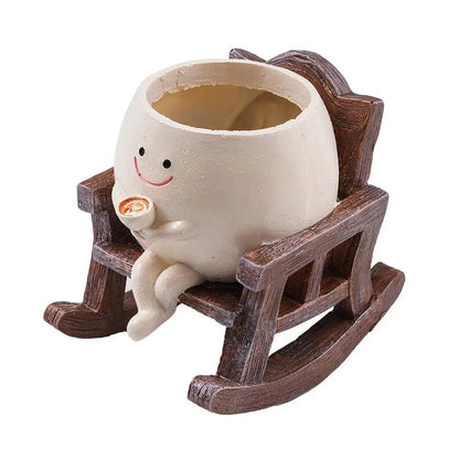 Cute Rocking Chair Smile Face Planter