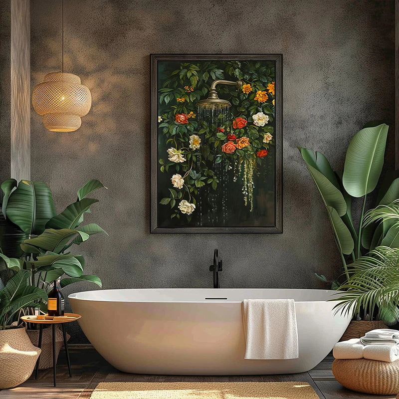Retro Gothic Botanical Bathroom Wall Art 🖤🌿🦆