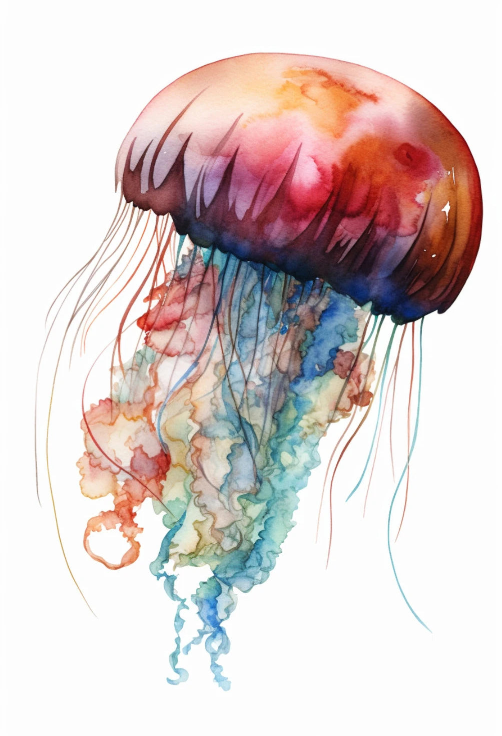 Watercolor Blue Coastal Sea Creatures Canvas Wall Art Posters