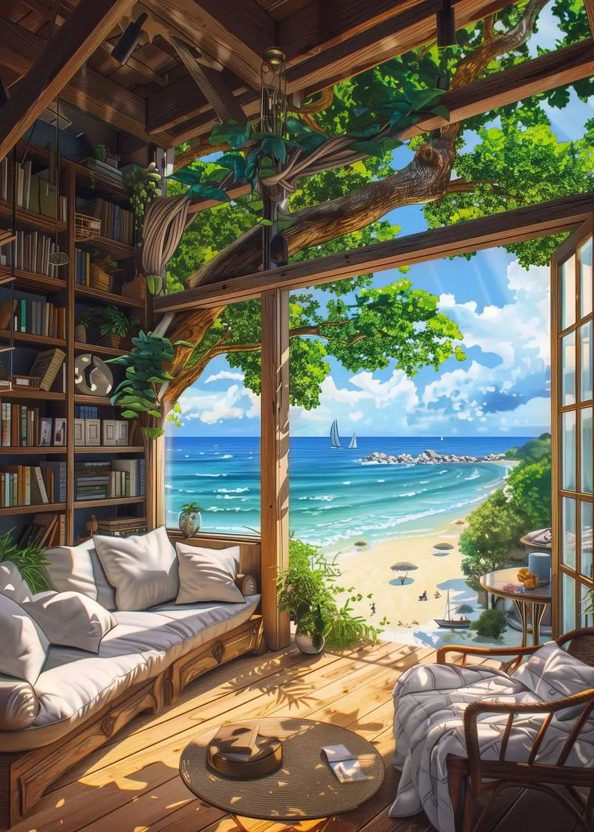 Seaside Villa & Beach Life Poster | Modern Coastal Wall Decor