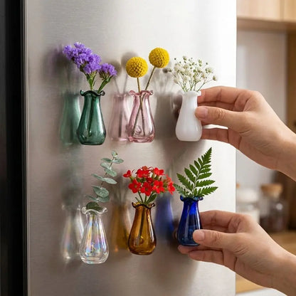 6Pcs Mini Magnetic Glass Vases – Creative Hydroponic Plant Decor