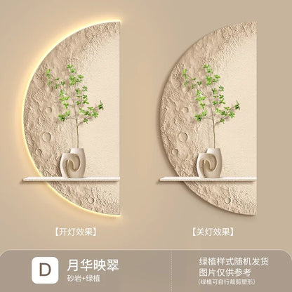 Creative Moon & Green Plant LED Wall Lamp for Modern Home Decor