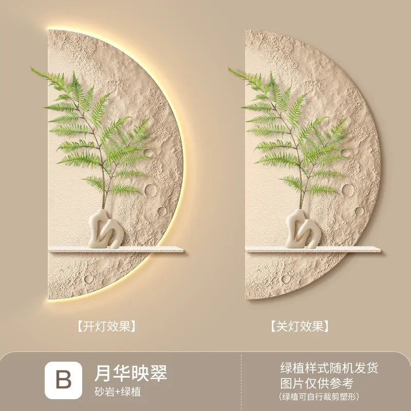 Creative Moon & Green Plant LED Wall Lamp for Modern Home Decor