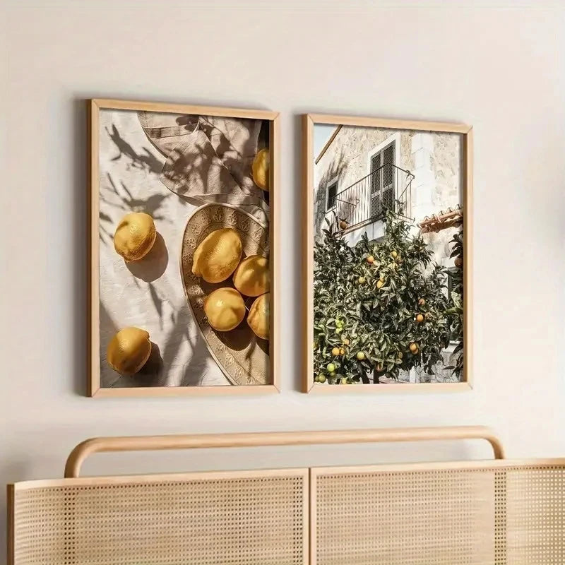 Retro Lemon Garden Canvas Wall Art 🍋🌿