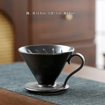 2026 Classic Ceramic Pour Over Coffee Set Large Coffee Server Cone Shaped Dripper Filter Home Hand Brew Coffee Tool Kit