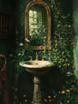 Retro Gothic Botanical Bathroom Wall Art 🖤🌿🦆