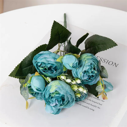 Premium Silk White Peony Artificial Flowers for Home Vase Decor