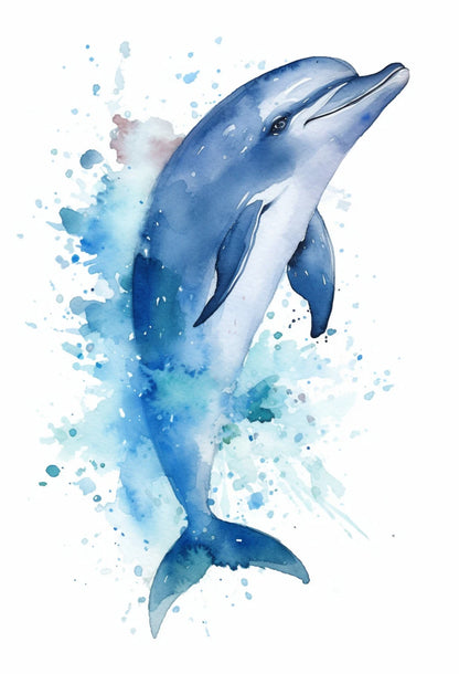 Watercolor Blue Coastal Sea Creatures Canvas Wall Art Posters