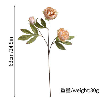 63CM Premium Long-Stem Silk Peony Artificial Flower Bouquet