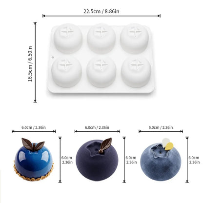 6-Cavity Blueberry Silicone Dessert Mold