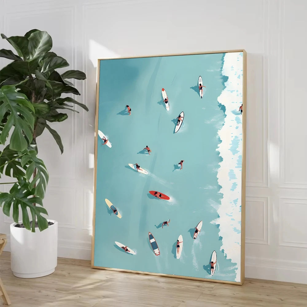 Modern Summer Girl Swimming Pool Party Canvas Poster