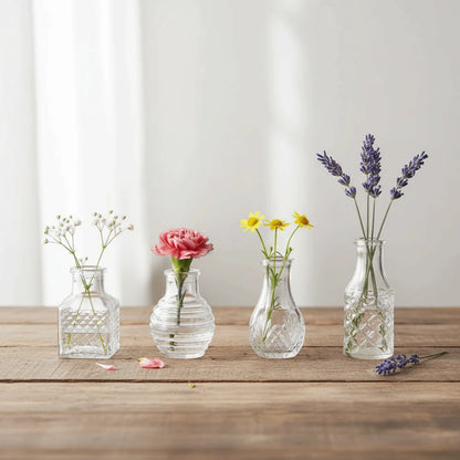 10PCS Retro Mini Glass Vase Set – Elegant European Style Decorative