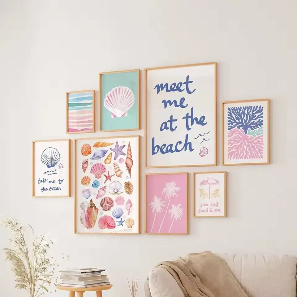 Girly Trendy Beach Scent Coastal Gallery Wall Art Set