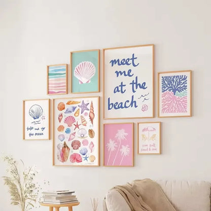 Girly Trendy Beach Scent Coastal Gallery Wall Art Set