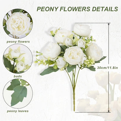 30CM Premium Silk Rose & Peony Artificial Flower Bouquet