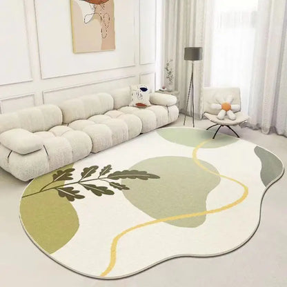 VIKAMA Irregular-Shaped Living Room Sofa, Coffee Table Carpet, Bedroom Stain-Resistant Crystal Velvet Floor Mat, Home Decoration