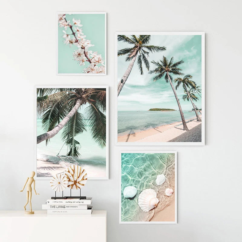 Turquoise Tropical Beach Canvas Wall Art 🌴🌊☀️