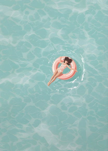 Modern Summer Girl Swimming Pool Party Canvas Poster
