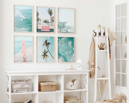 1/6pcs Pastel Blue Beach Surfing Canvas