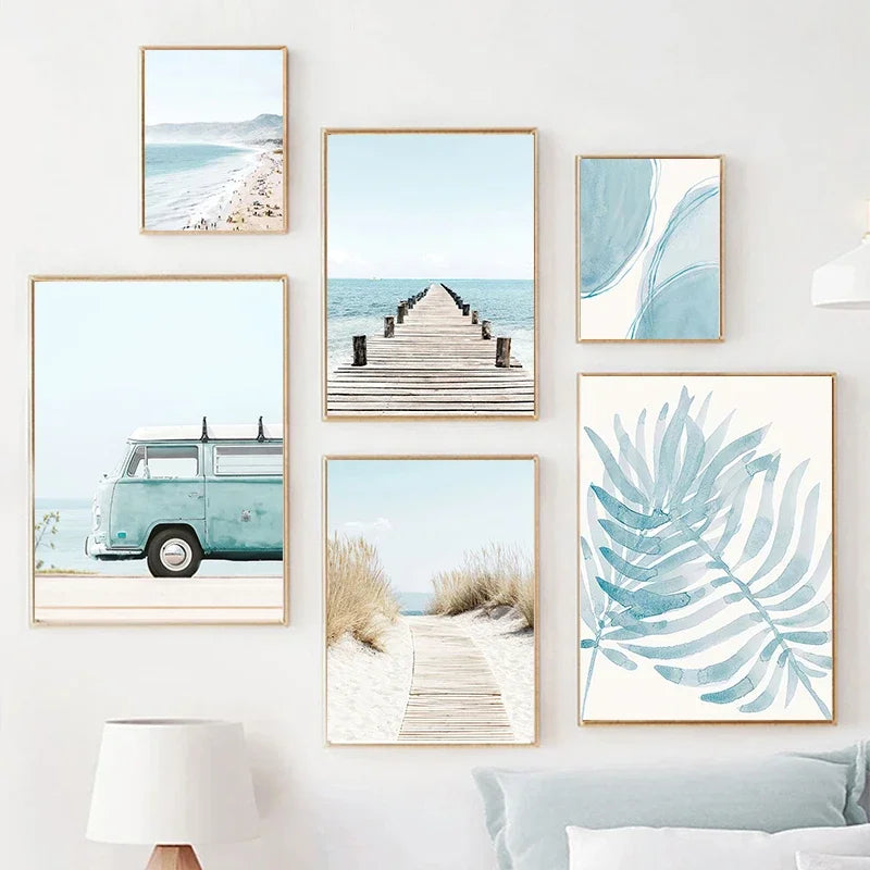 Ocean Beach Palm Tree Canvas Wall Art 🌴🌊🖼️