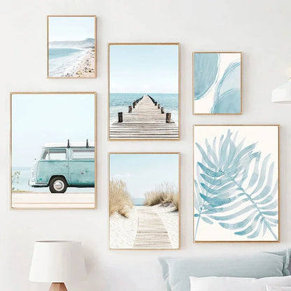 Ocean Beach Palm Tree Canvas Wall Art 🌴🌊🖼️