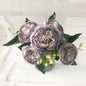 30cm Premium Rose Pink Silk Peony Bouquet (5 Big Heads & 4 Buds)