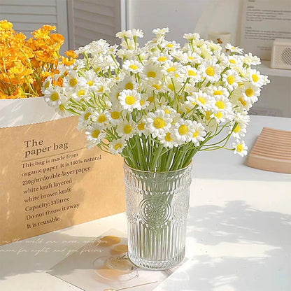 6Pcs Premium Silk White Daisy Artificial Flower Bouquet