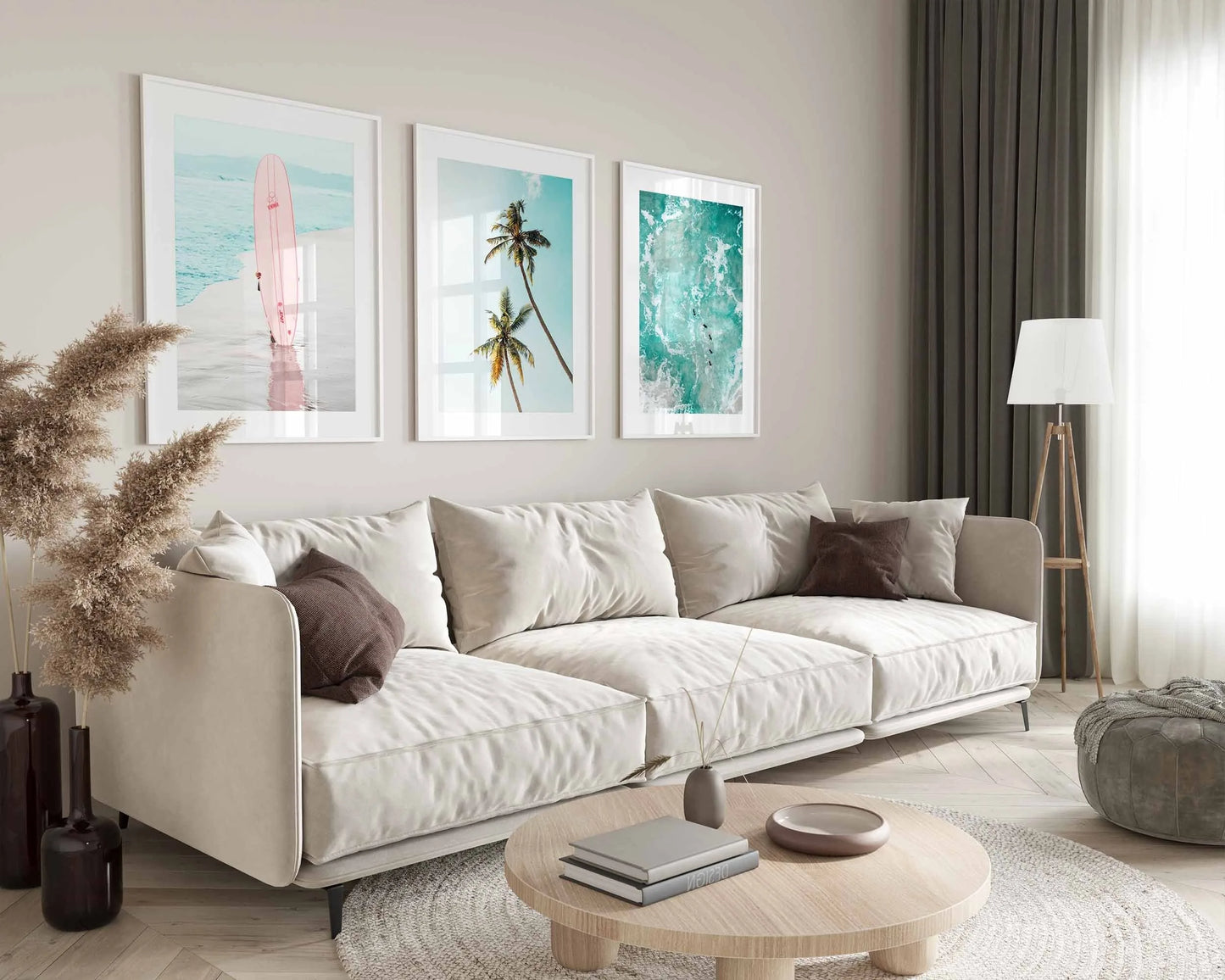 1/6pcs Pastel Blue Beach Surfing Canvas