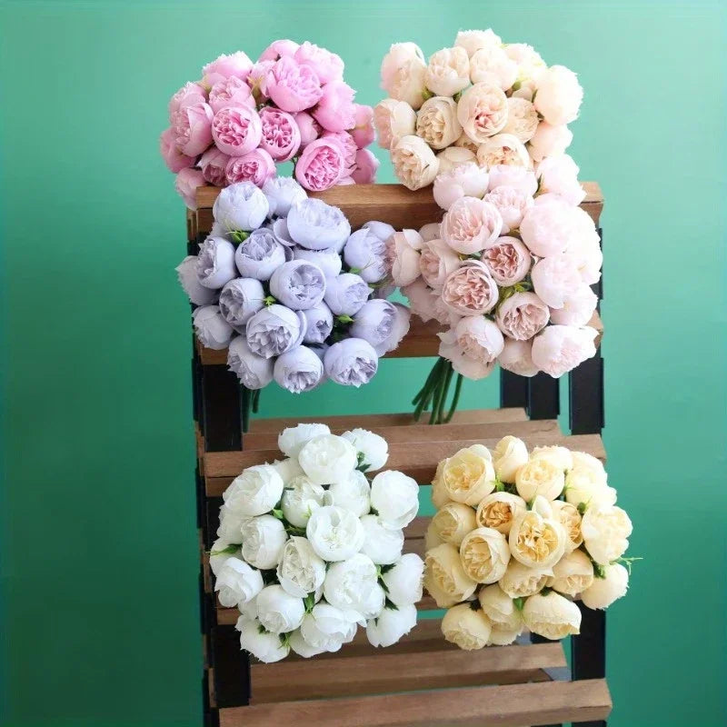 27-Heads Premium Silk Artificial Peony Bridal Bouquet