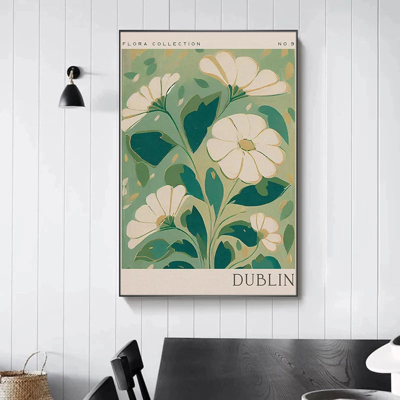 Abstract Retro Antalya Flower Art Canvas Poster