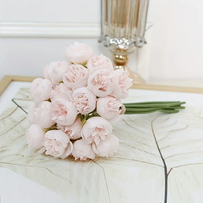 27-Heads Premium Silk Artificial Peony Bridal Bouquet