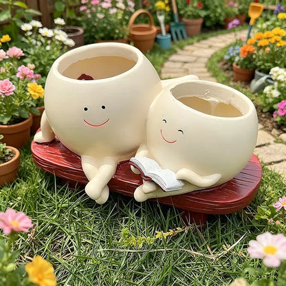 Unique Double-Headed Resin Planter