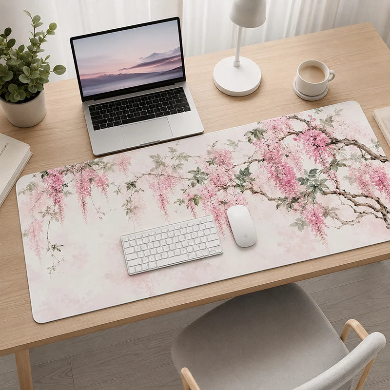 Mouse Pad Pink Flowers Gaming XL Home Computer New Mousepad XXL Desk Mats Office Natural Rubber Non-Slip Gaming laptop Table Mat
