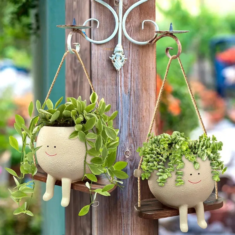 Cute Swing Face Succulent Planter