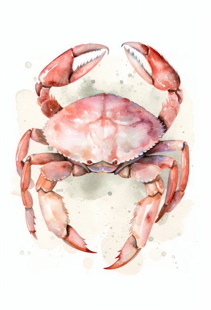 Watercolor Blue Coastal Sea Creatures Canvas Wall Art Posters