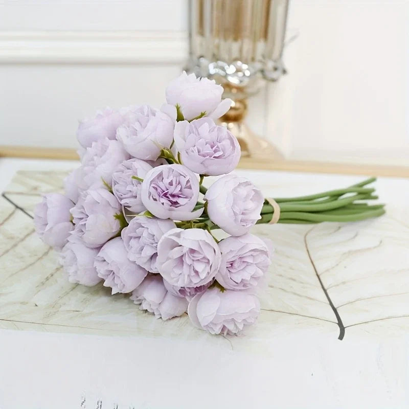 27-Heads Premium Silk Artificial Peony Bridal Bouquet