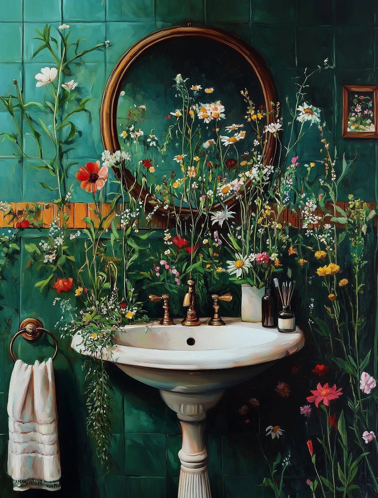 Retro Gothic Botanical Bathroom Wall Art 🖤🌿🦆