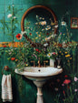 Retro Gothic Botanical Bathroom Wall Art 🖤🌿🦆