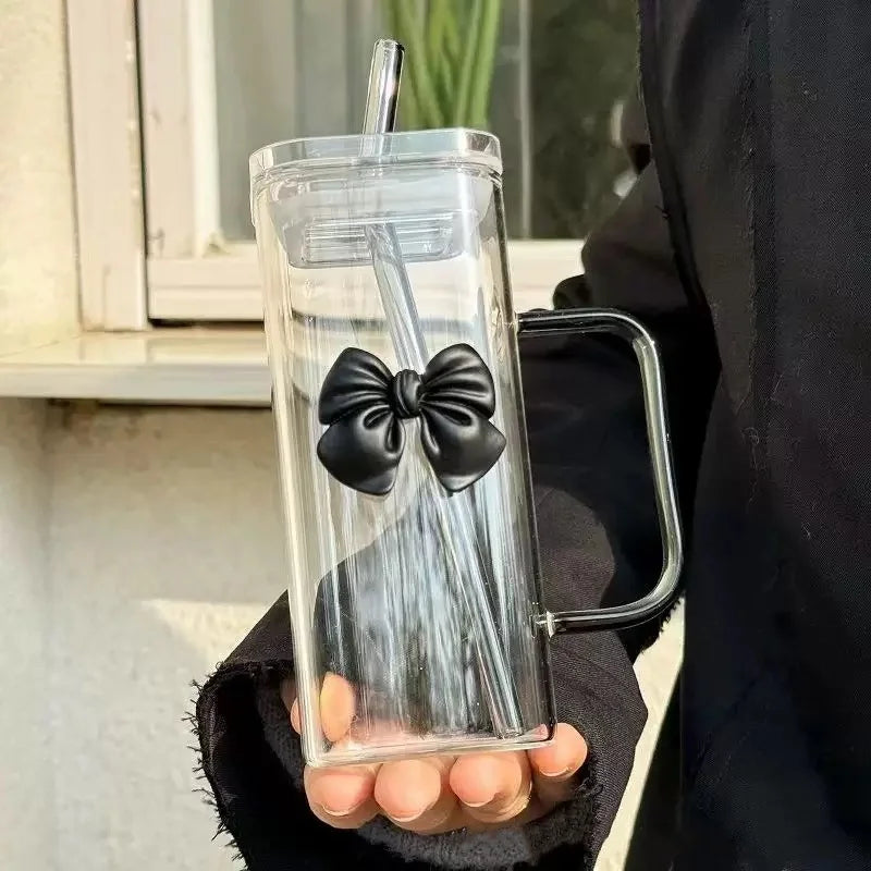Elegant Butterfly Glass Tumbler with Straw & Handle 🦋🥤