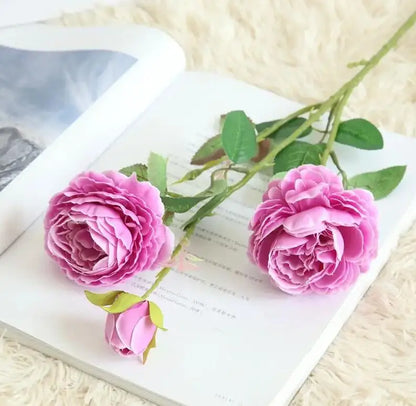 YO CHO 60cm Premium Silk White Pink Peonies Artificial Bouquet
