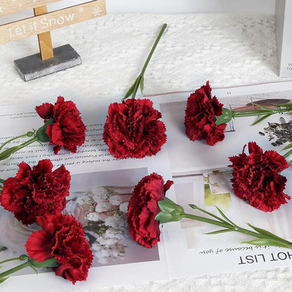 5/10PCS Premium Silk Artificial Carnation Bouquet for Weddings