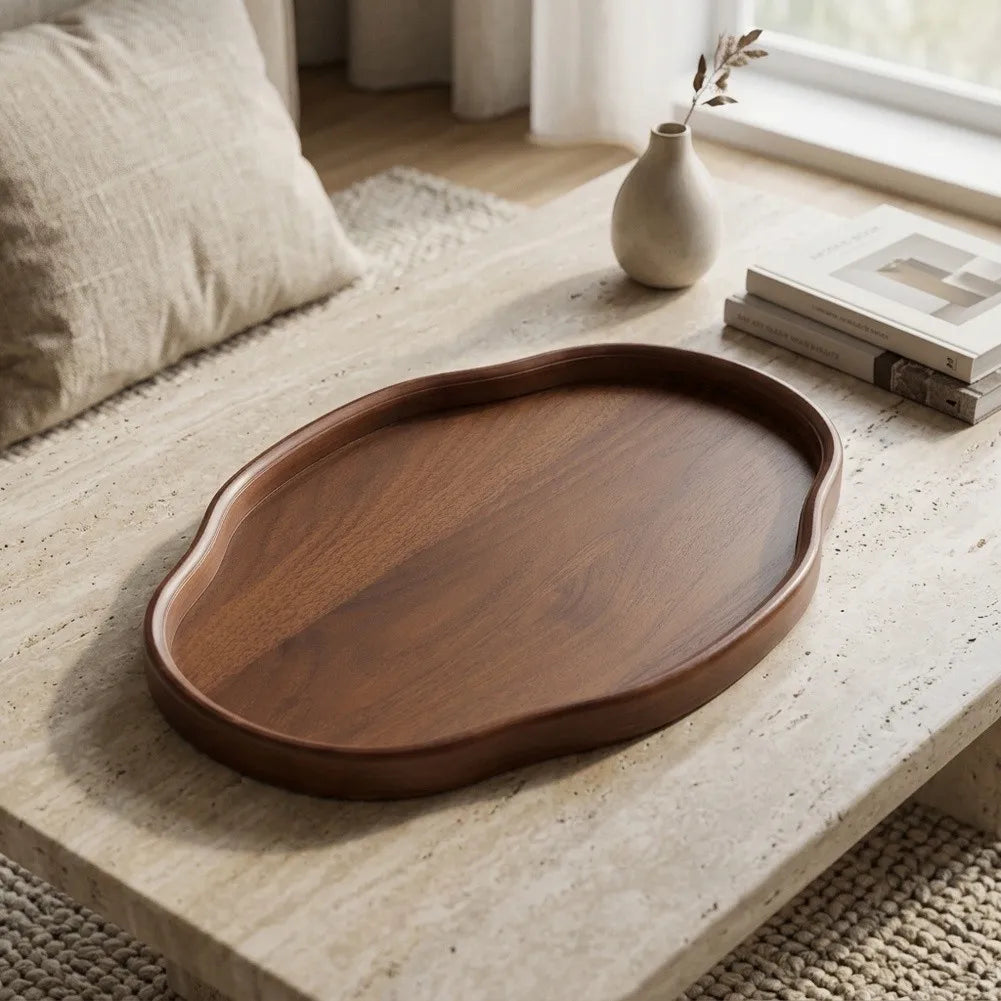 Wooden Decorative Serving Tray For Coffee Table And Home Decor Fruit Platter Decor Trays Serving Ware Food Dish Serving Platters