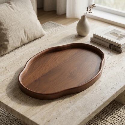 Wooden Decorative Serving Tray For Coffee Table And Home Decor Fruit Platter Decor Trays Serving Ware Food Dish Serving Platters