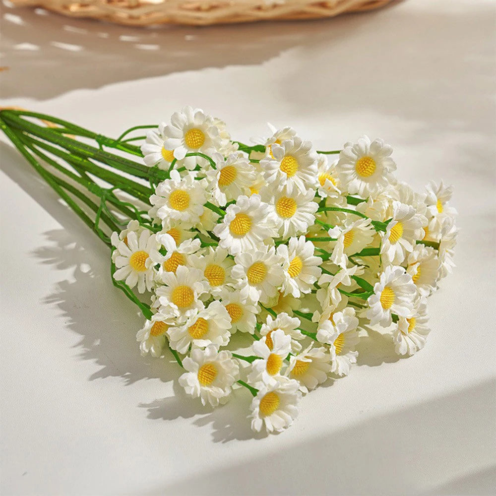 6Pcs Premium Silk White Daisy Artificial Flower Bouquet