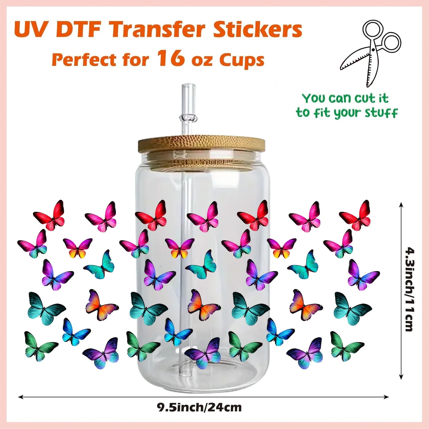 Colorful Butterfly Cup Wrap Sticker 🦋✨